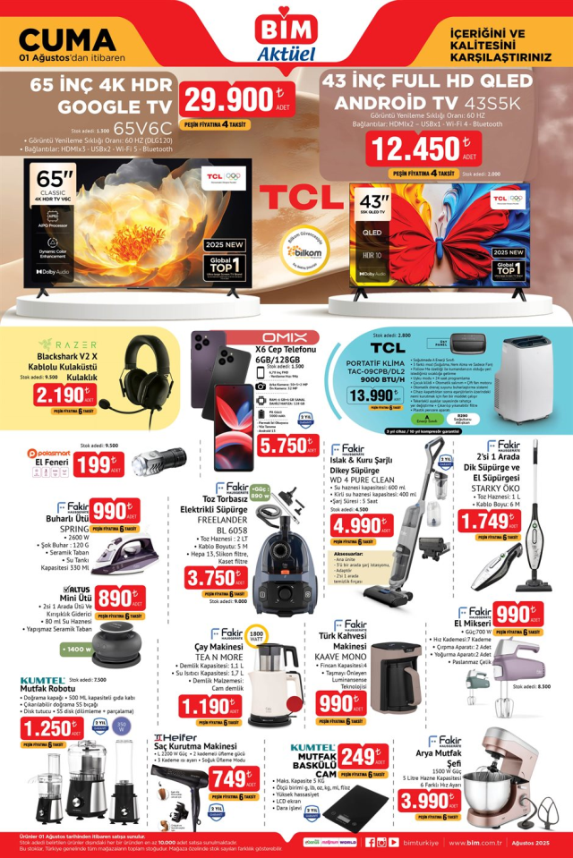 1 Ağustos BİM aktüel kataloğunda hangi ürünler satışa sunulacak?