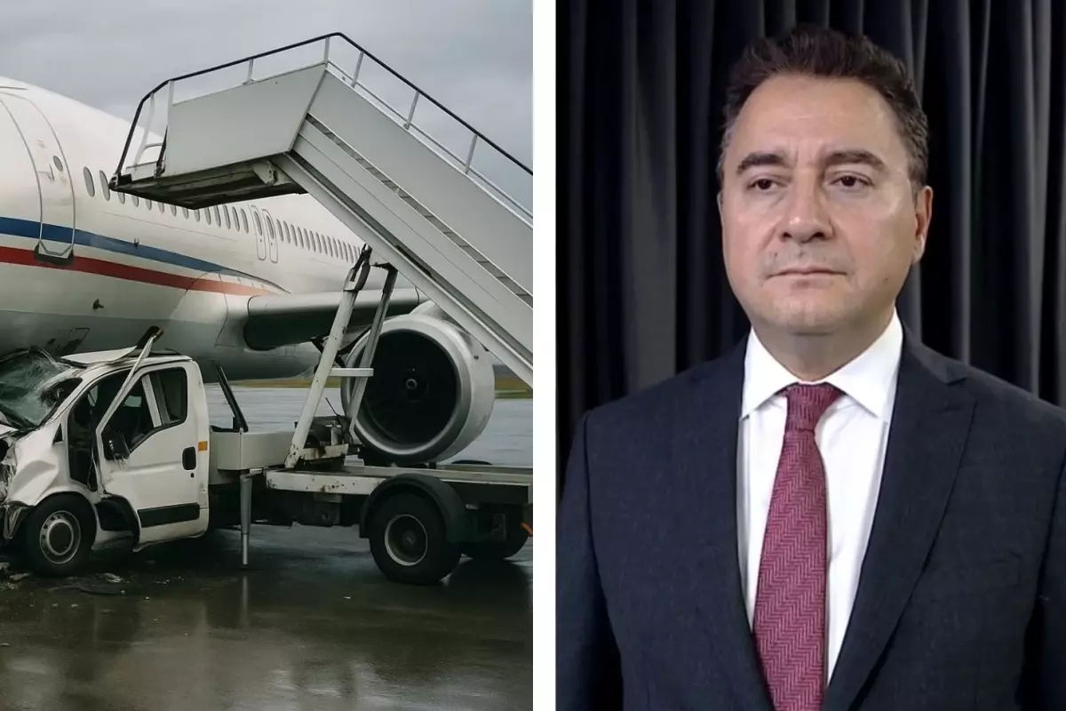 Ali Babacan'ın yolculuk yapacağı uçağa merdiven aracı çarptı