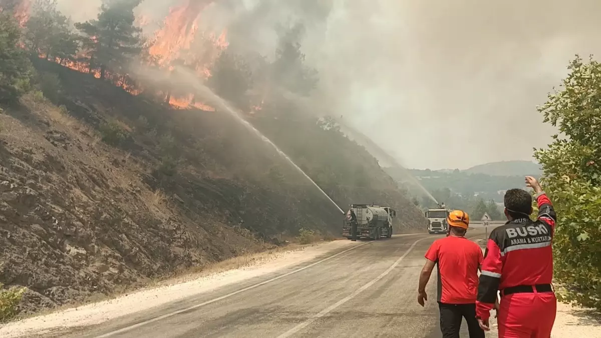 Bursa'da Orman Yangını Anları Kameralara Yansıdı