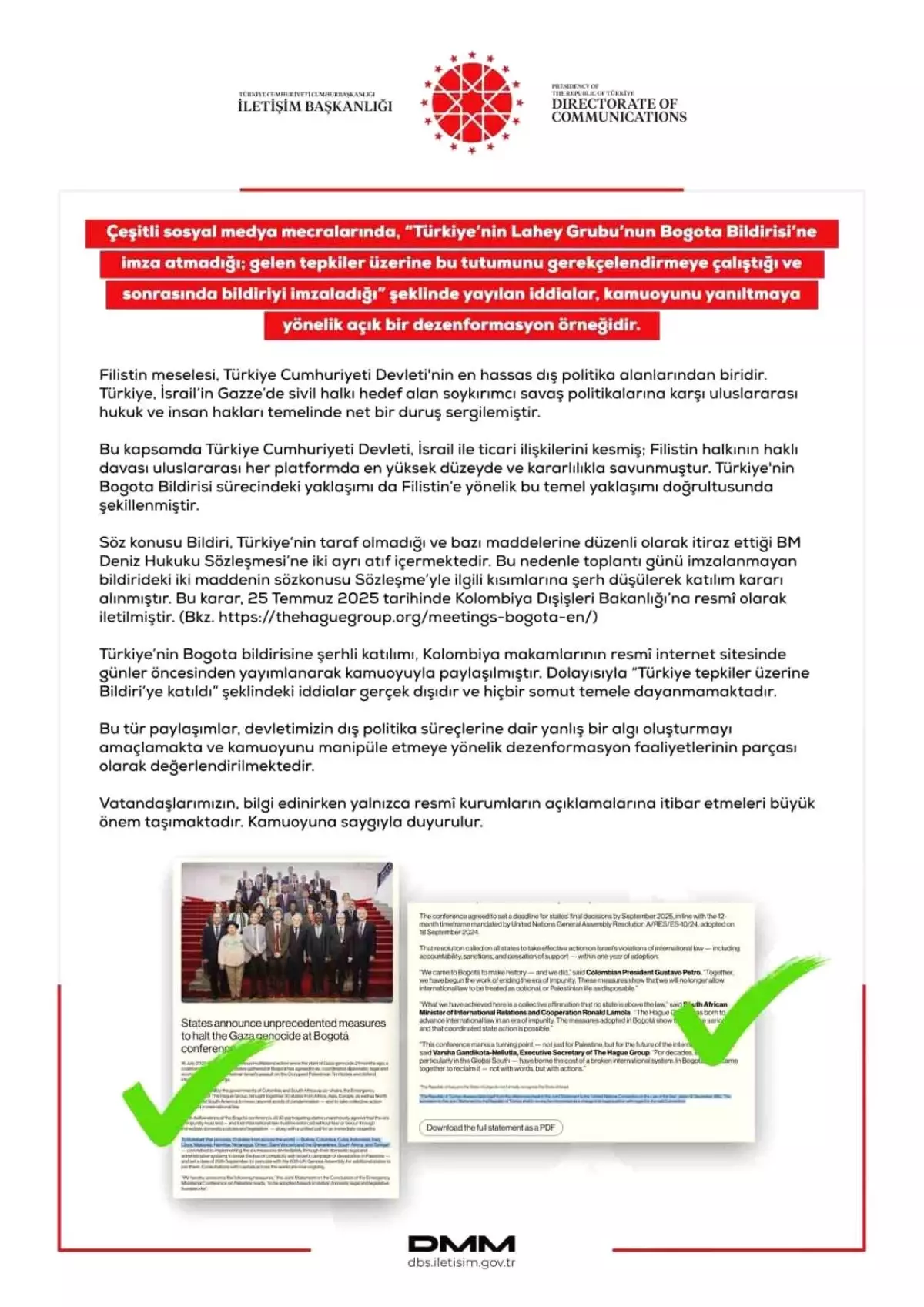 Türkiye'nin Bogota Bildirisi İddiaları Dezenformasyon Olarak Nitelendirildi
