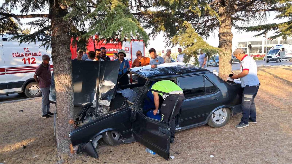 Karaman'da Araç Ağaçla Çarpıştı, Sürücü Yaralandı