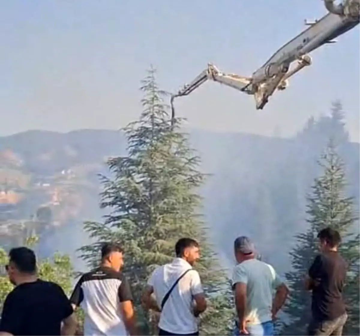Malatya'daki Orman Yangınına Beton Pompasından Destek