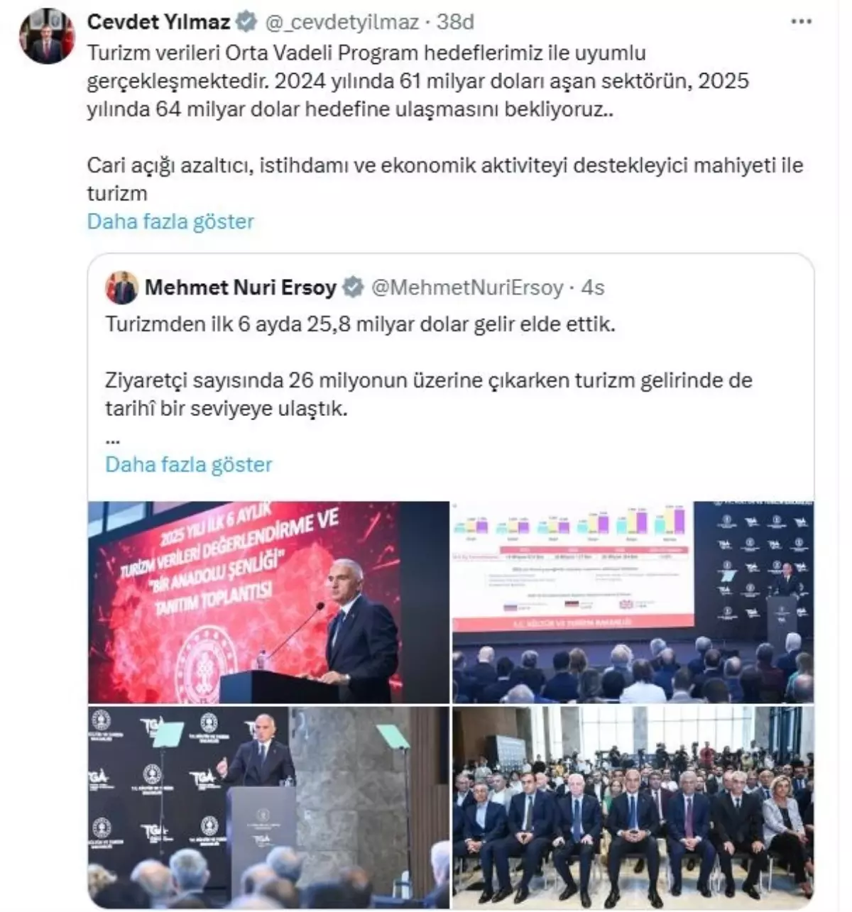 Cumhurbaşkanı Yardımcısı Yılmaz'dan Turizm Hedefleri Açıklaması