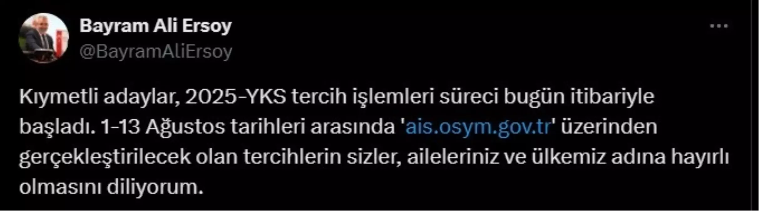 2025-YKS Tercih İşlemleri Başladı