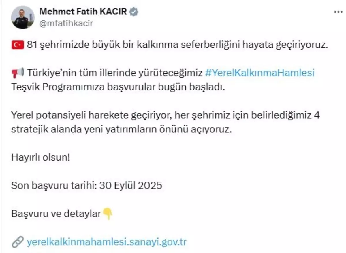 Yerel Kalkınma Hamlesi Teşvik Programı Başladı