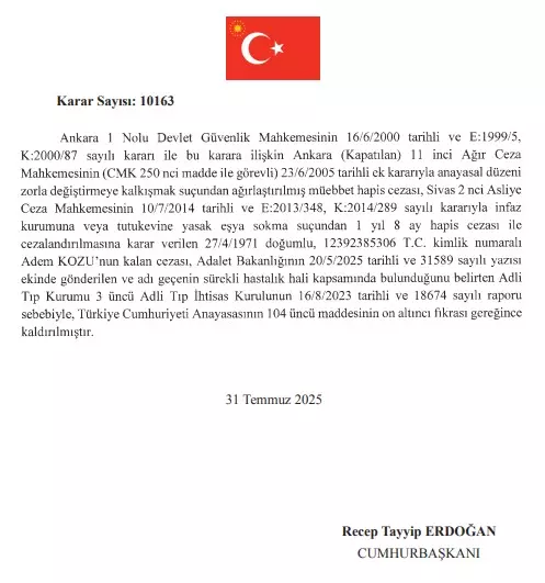 President Erdoğan lifted the sentences of 9 convicts
