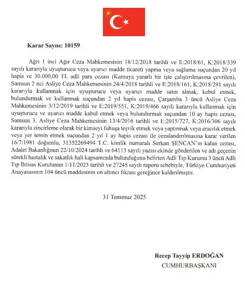 President Erdoğan lifted the sentences of 9 convicts