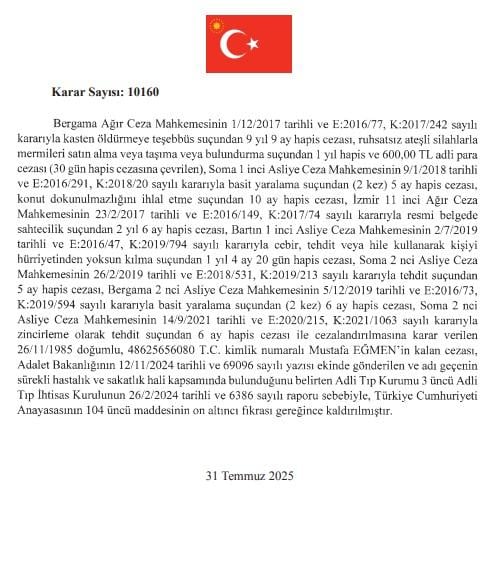 President Erdoğan lifted the sentences of 9 convicts