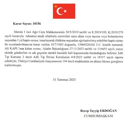 President Erdoğan lifted the sentences of 9 convicts