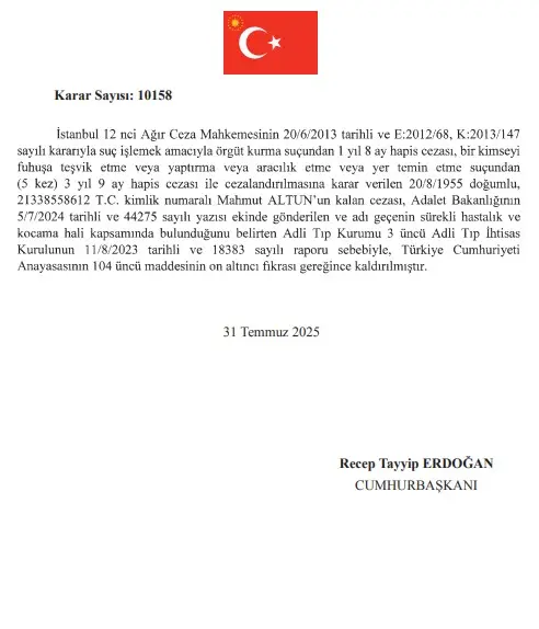 President Erdoğan lifted the sentences of 9 convicts