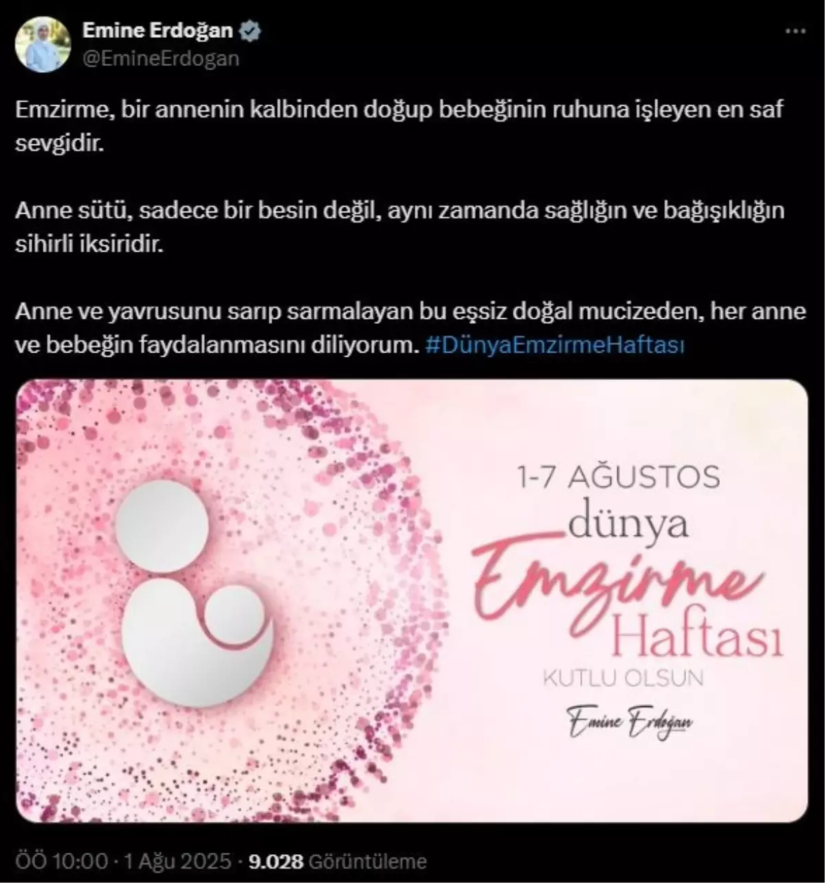 Emine Erdoğan'dan Dünya Emzirme Haftası Mesajı