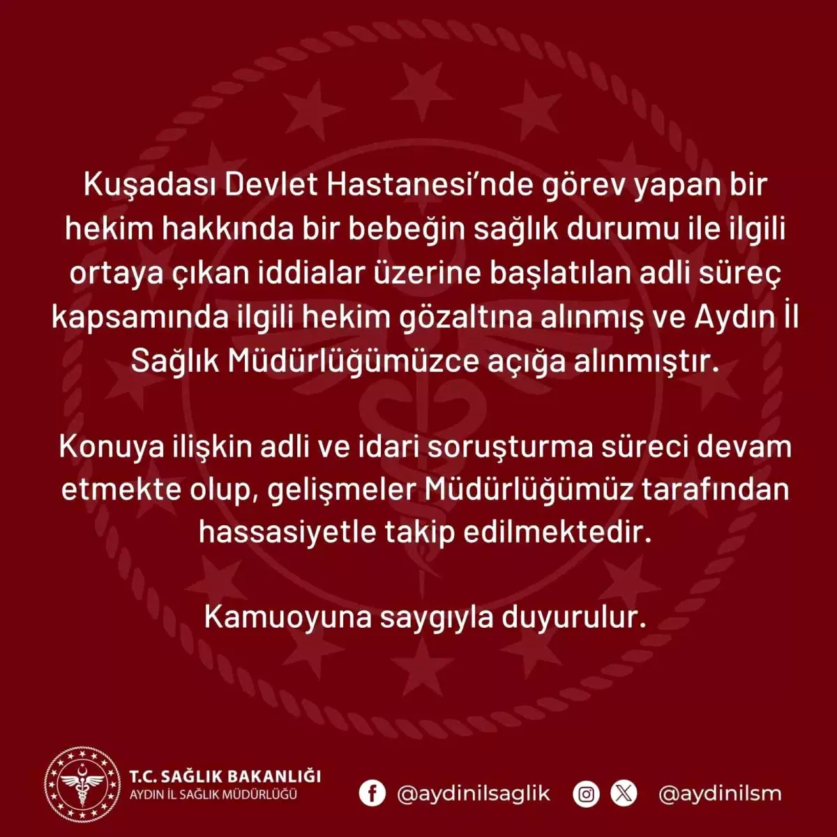 Kuşadası Devlet Hastanesi'nde Hekim Açığa Alındı