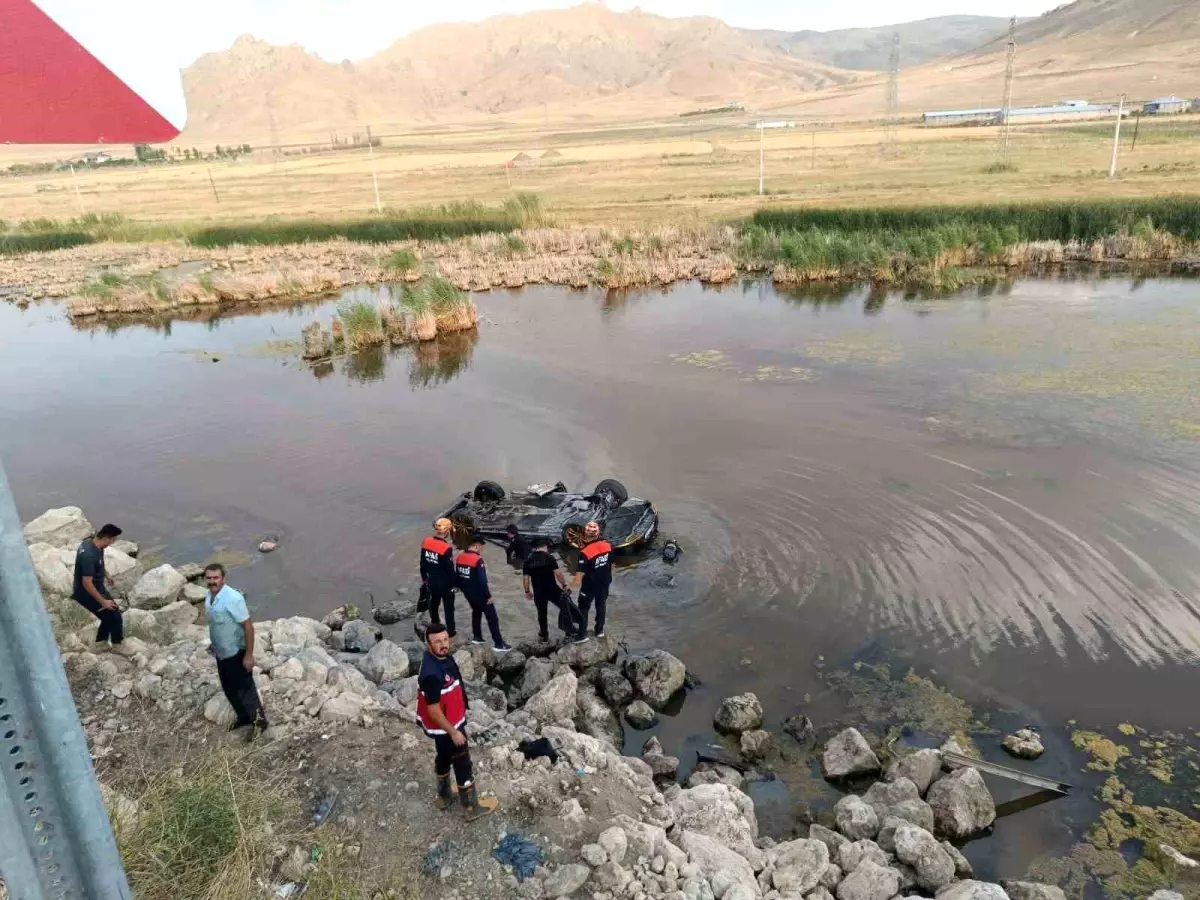 Van-Özalp Karayolunda Otomobil Sulak Alana Uçtu, 3 Yaralı