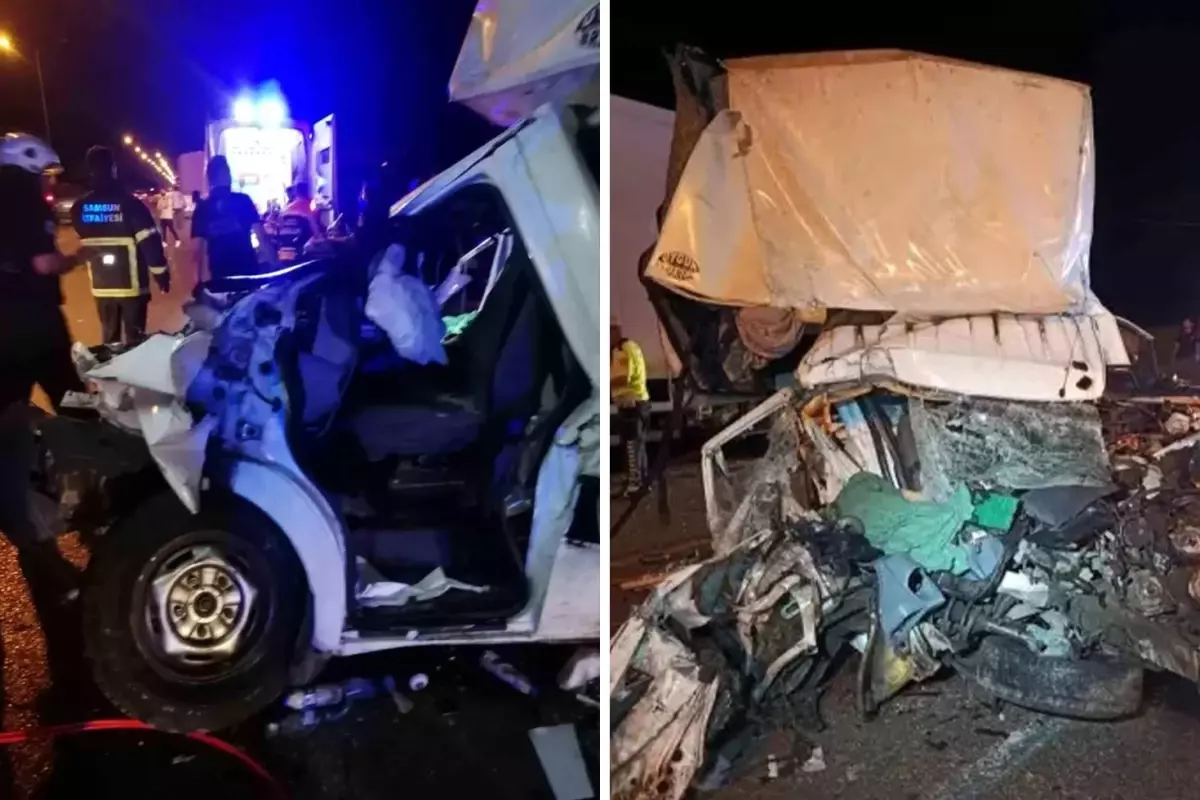 Samsun'da park halindeki tıra kamyonet çarptı! 1 kişi öldü