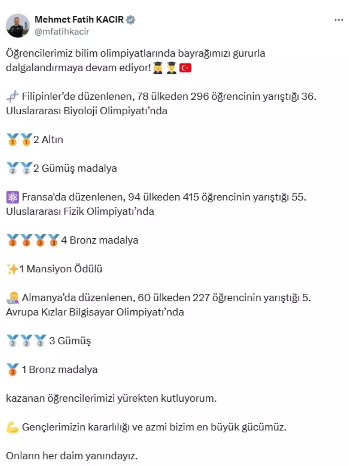 Türk Öğrenciler Uluslararası Olimpiyatlarda Başarı Elde Etti