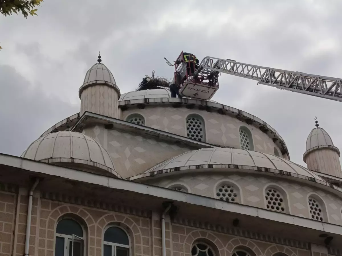 İznik'te Ayağı Kırılan Leylek, İtfaiye Ekipleri Tarafından Kurtarıldı