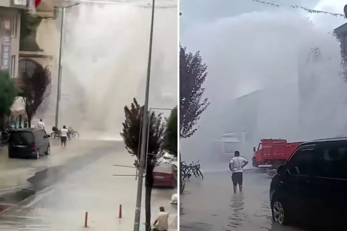 Düzce'de su borusu patladı: 5 metre su fışkırdı