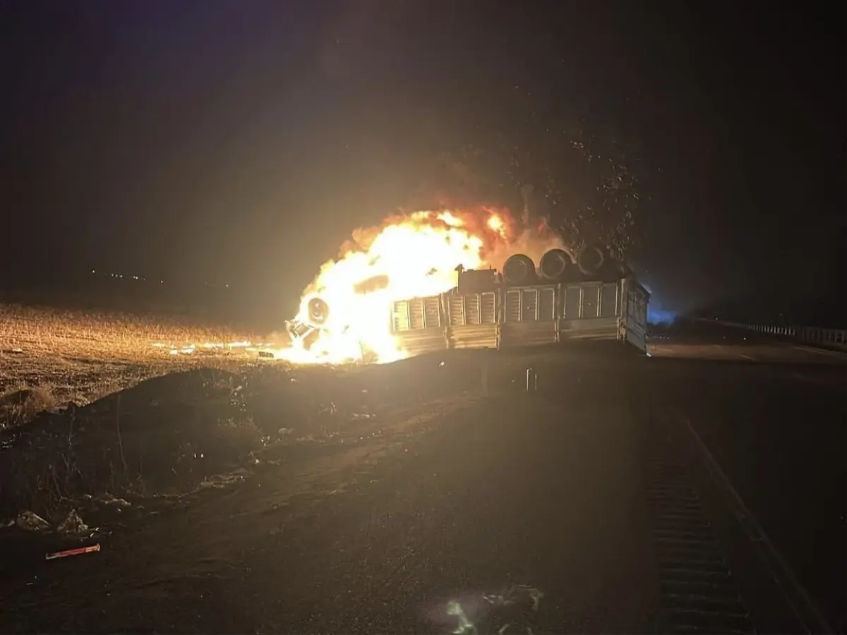 Nusaybin'de Devrilen TIR Yangın Çıkardı: Şoför Hayatını Kaybetti