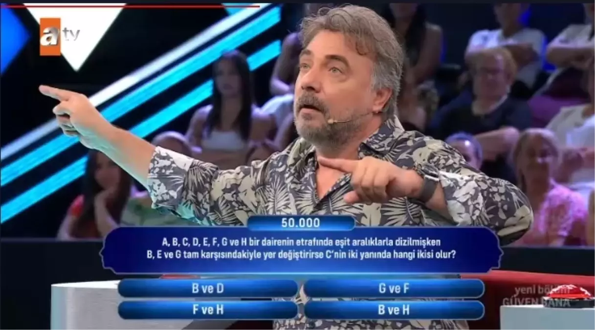 A, B, C, D, E, F, G ve H bir dairenin etrafında küçük aralıklarla dizilmişken B, Eve G tam karşısındakiyle yer değiştirirse C'nin iki yanında ...