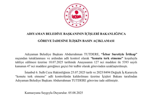 adiyaman belediye baskani abdurrahman tutdere 18917382 267 m