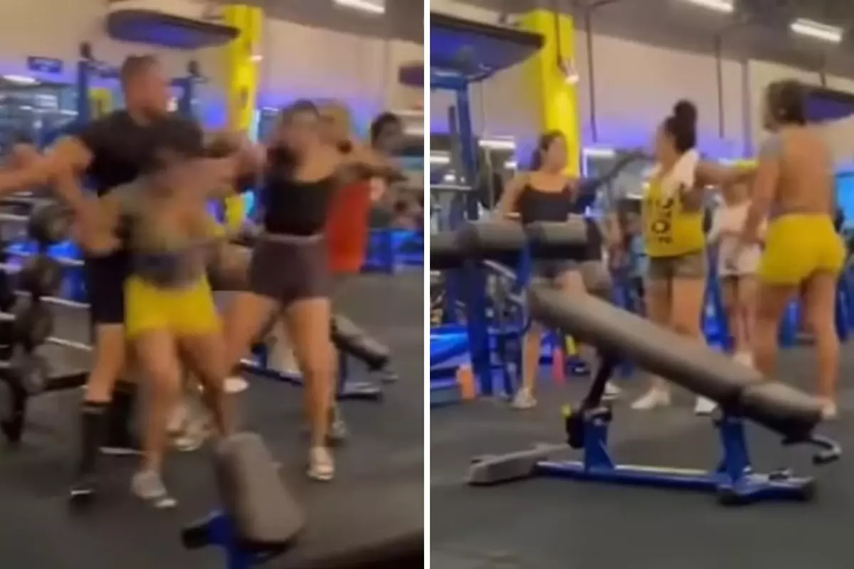 İki kadın arasında egzersiz aleti yüzünden çıkan kavga spor salonunu savaş alanına çevirdi