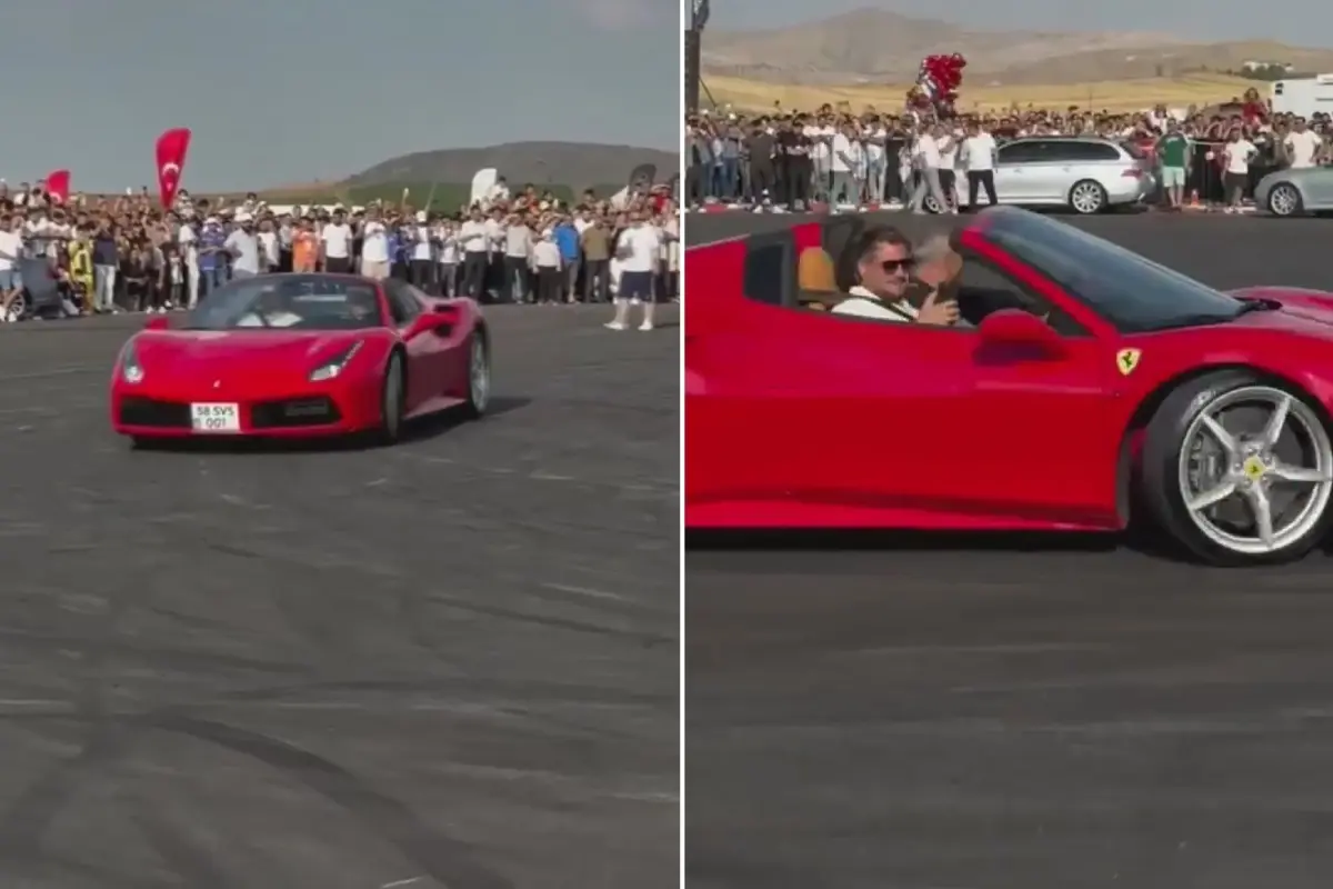 Sivas Belediye Başkanı Uzun, Ferrari'yle drift gösterisi yaptı