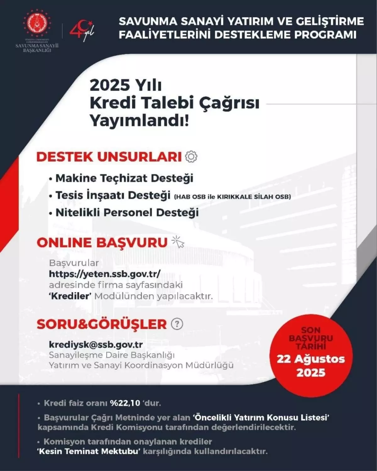Savunma Sanayii için Kredi Başvuruları Başladı