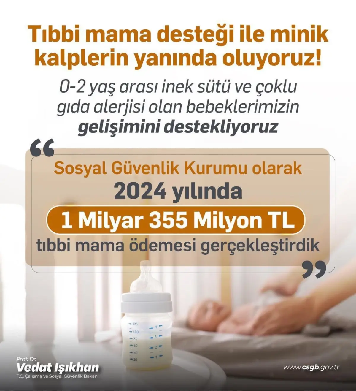 Bakan Işıkhan: Tıbbi Mama Ödemesi 1,3 Milyar Lira