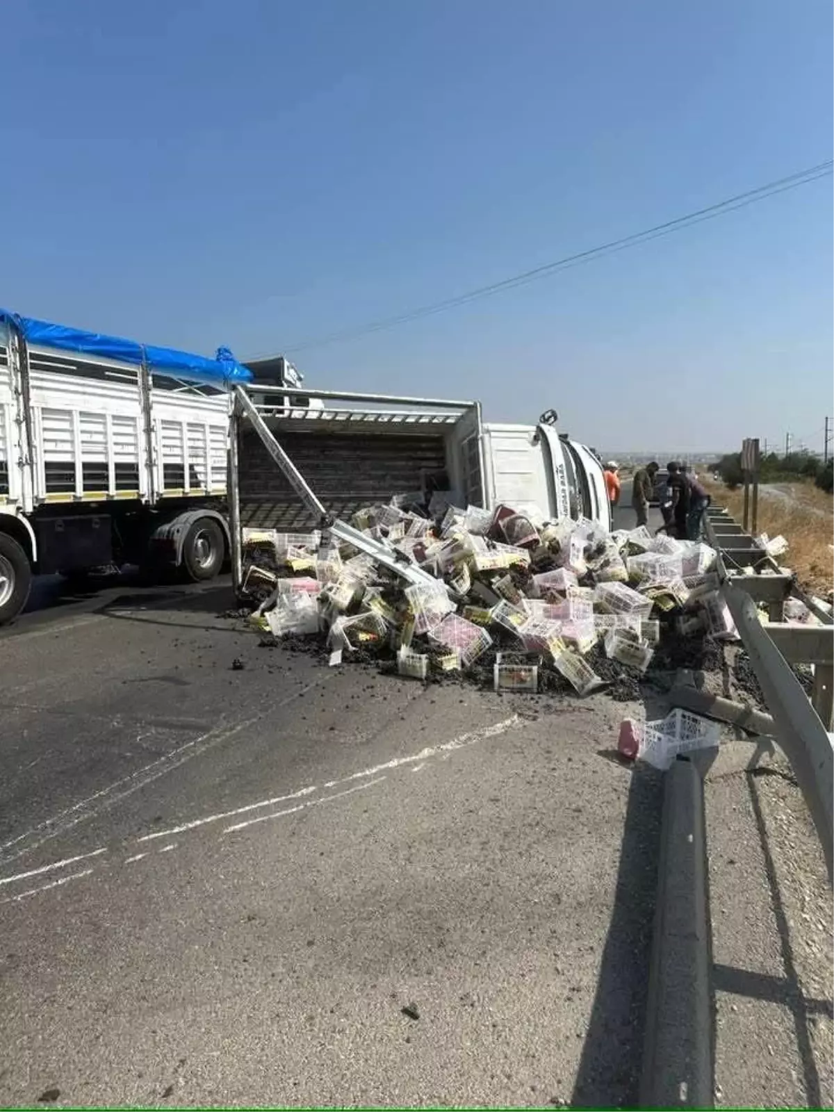 Gaziantep'te Lastiği Patlayan Kamyonet Yana Yattı: İki Yaralı