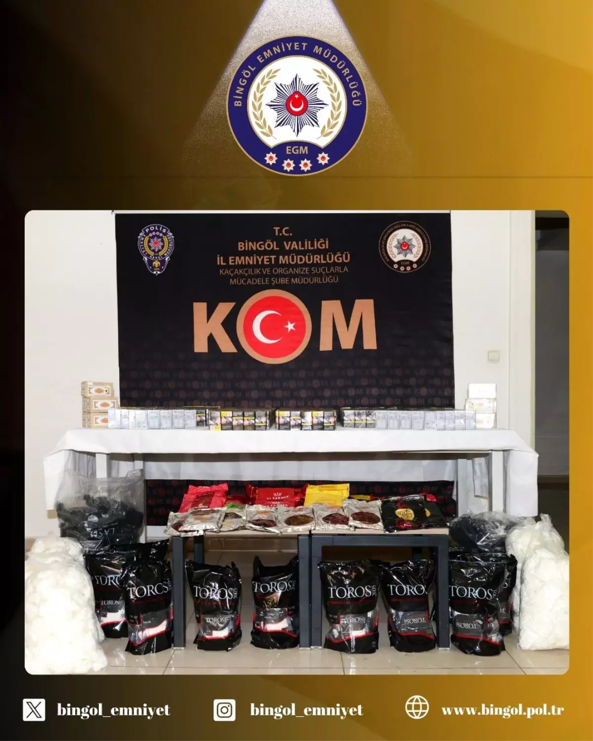 Bingöl'de Kaçak Tütün ve Mamulleri Ele Geçirildi