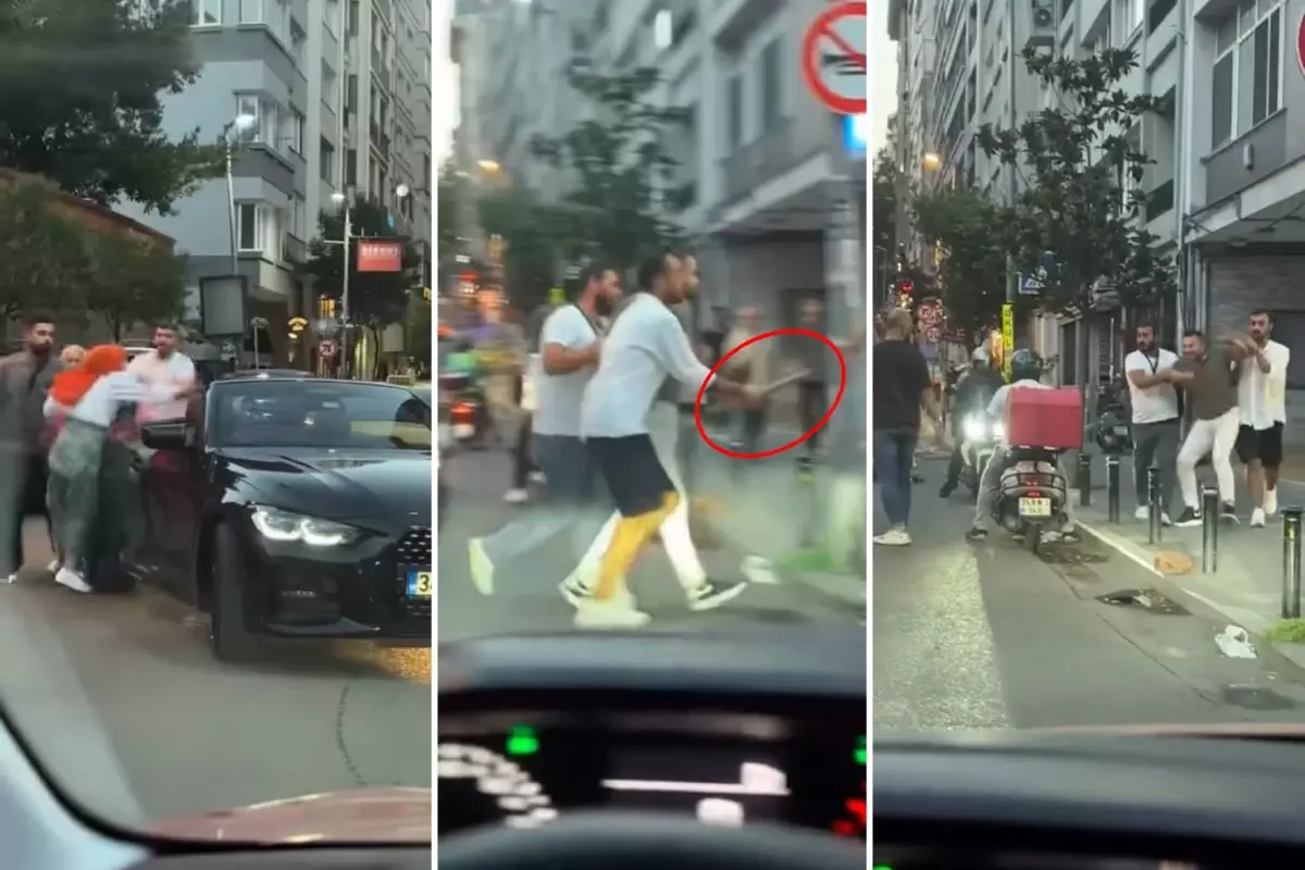 Nişantaşı'nda trafikte dehşet! Sopayla kadının üzerine yürüdü