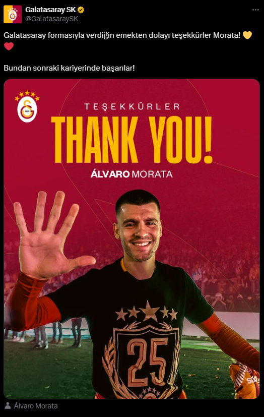 Morata Galatasaray'dan ayrıldı! İşte yeni takımı