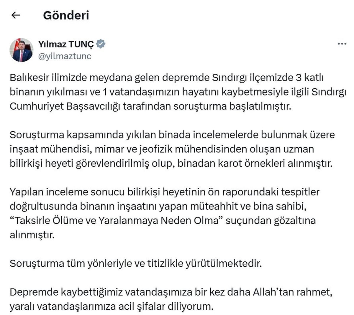 Depremde Yıkılan Bina Nedeniyle Müteahhit ve Bina Sahibi Gözaltına Alındı