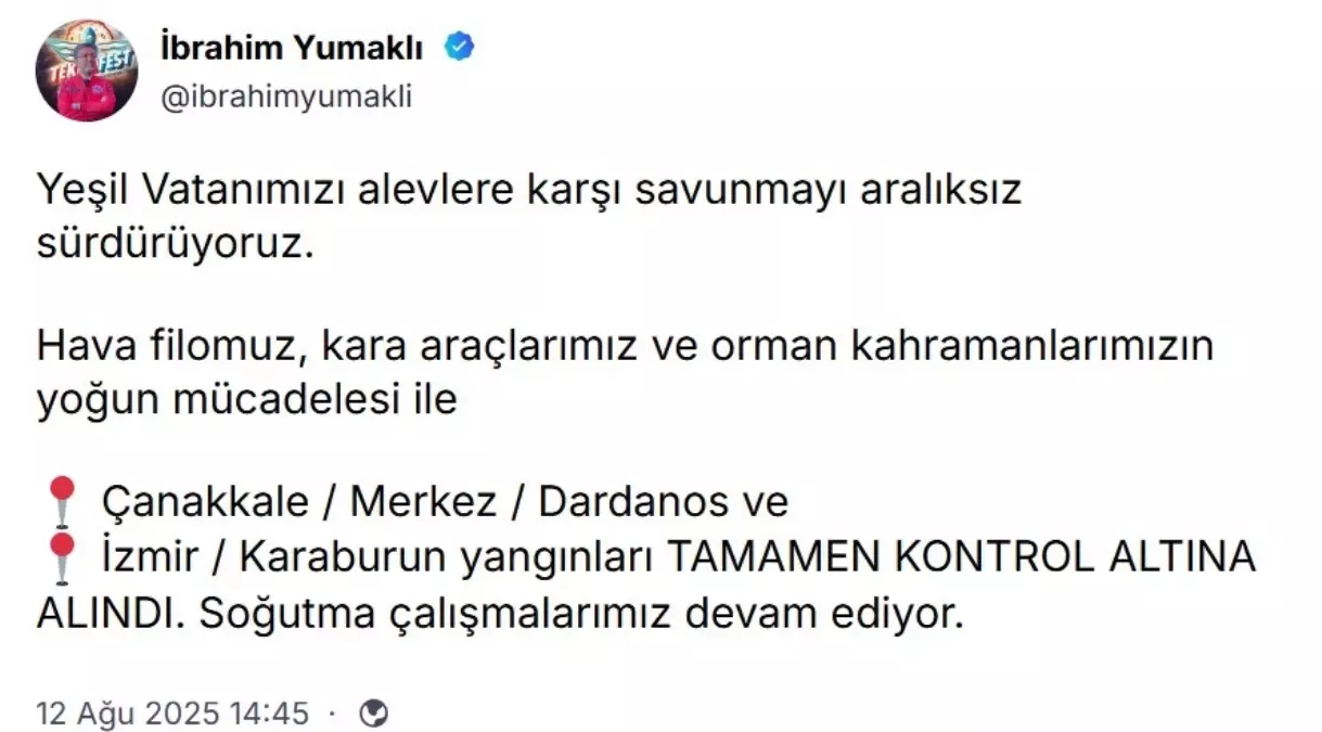 Orman Yangınları Kontrol Altına Alındı