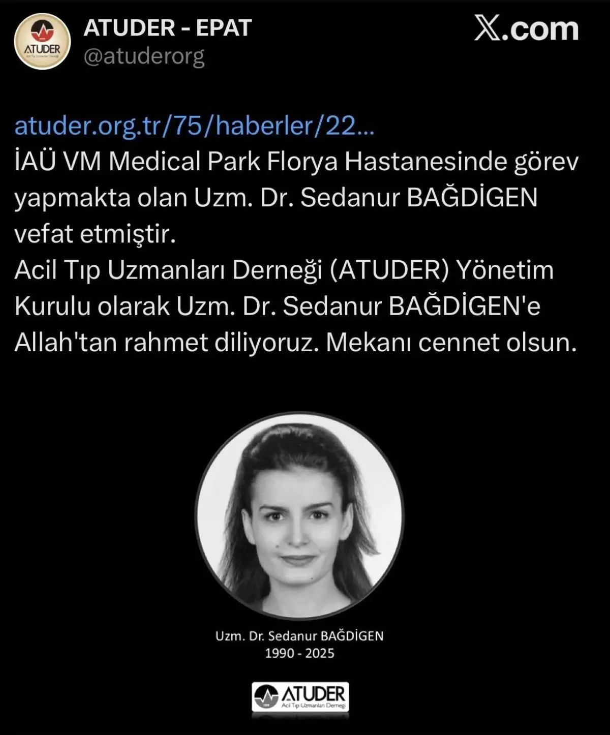 Doktor Sedanur Bağdigen, Kolunda Serum Takılı Halde Bulundu