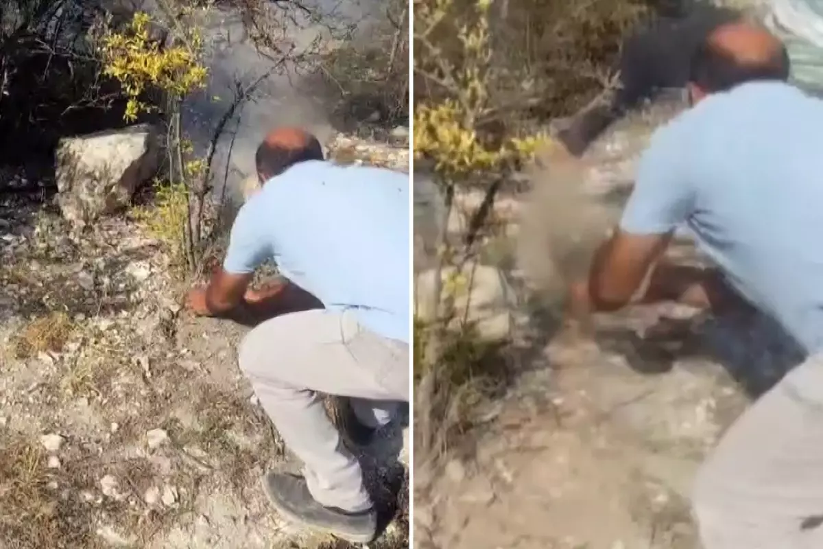 Suyu biten vatandaşlar alevlere avuç avuç toprak atarak müdahale etti