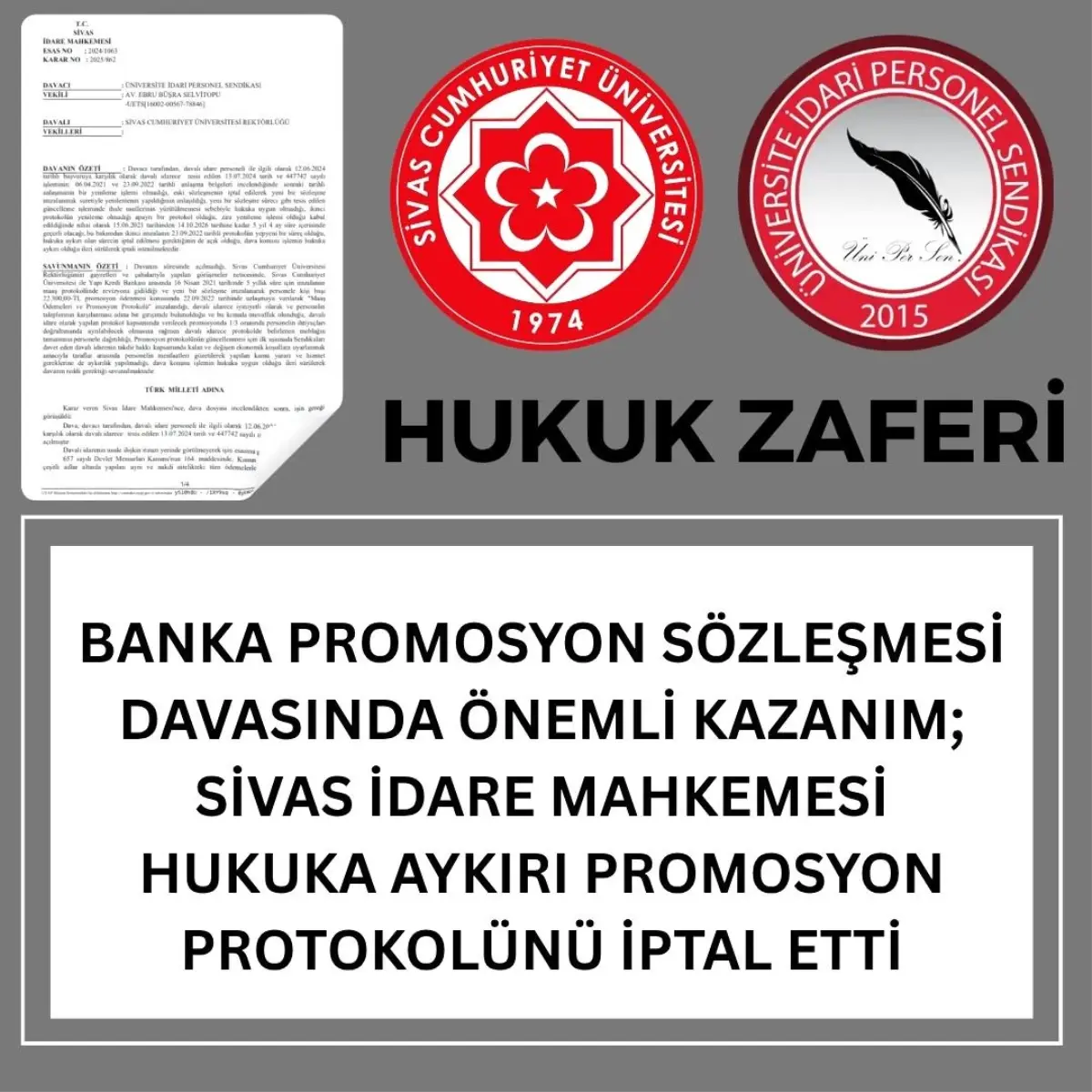 Sivas İdare Mahkemesi'nden Promosyon Sözleşmesine İptal