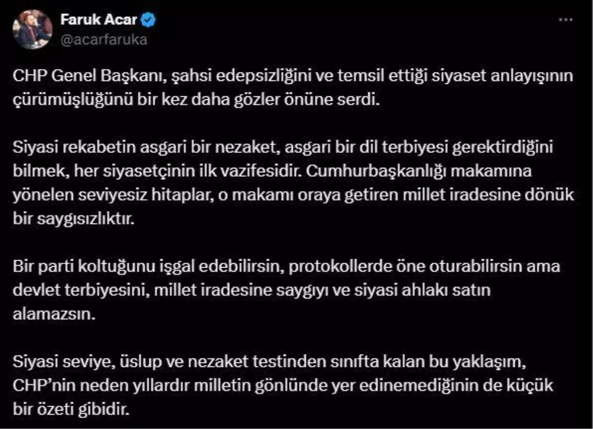 AK Parti'den CHP Genel Başkanı'na Sert Eleştiriler
