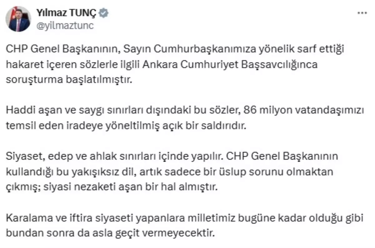 CHP Genel Başkanına Soruşturma Başlatıldı