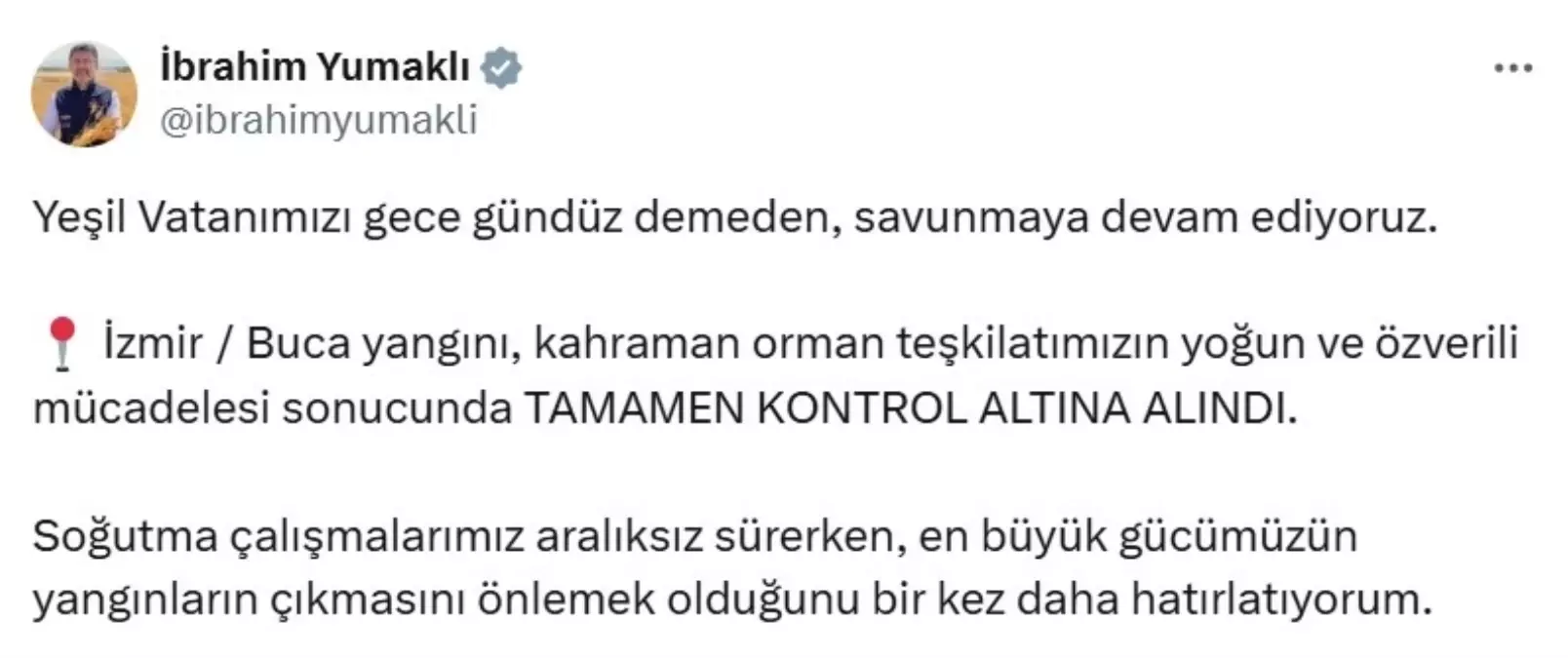 İzmir Buca Yangını Kontrol Altına Alındı