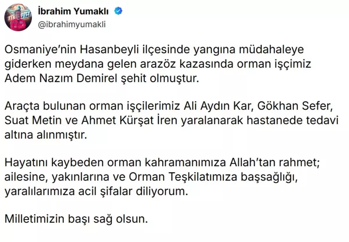 Orman İşçisi Yangın Müdahalesine Giderken Şehit Oldu