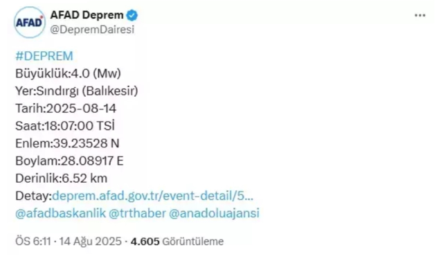 Balıkesir Sındırgı'da deprem mi oldu? SON DAKİKA!