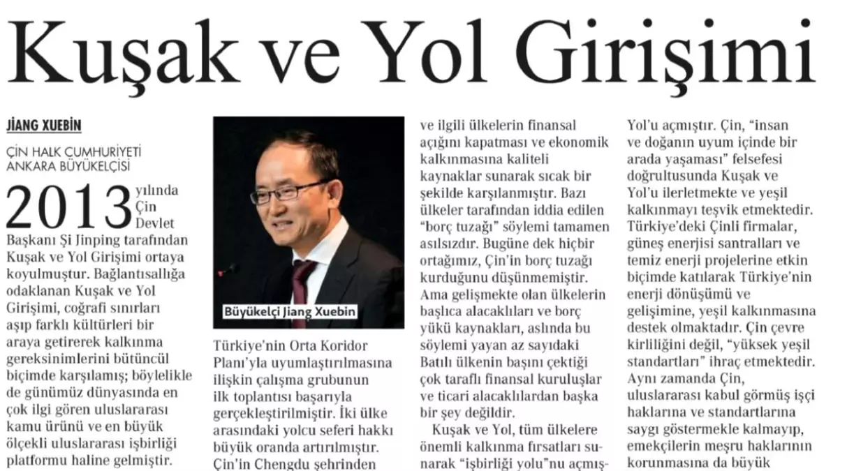 Çin'in Ankara Büyükelçisi: Kuşak ve Yol Girişimi İşbirliğiyle Ortak Kazanç Anlayışı Değer Kazanıyor