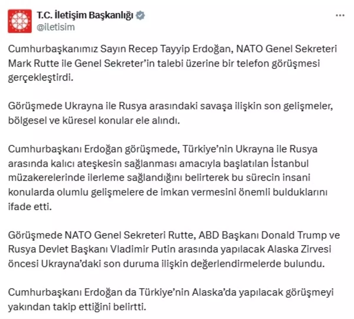 Erdoğan, NATO Genel Sekreteri ile görüştü