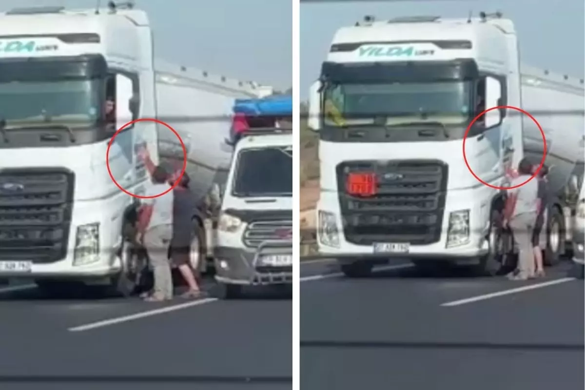 Adana'da otoyolda baltalı tehdit! O anlar kameralarda
