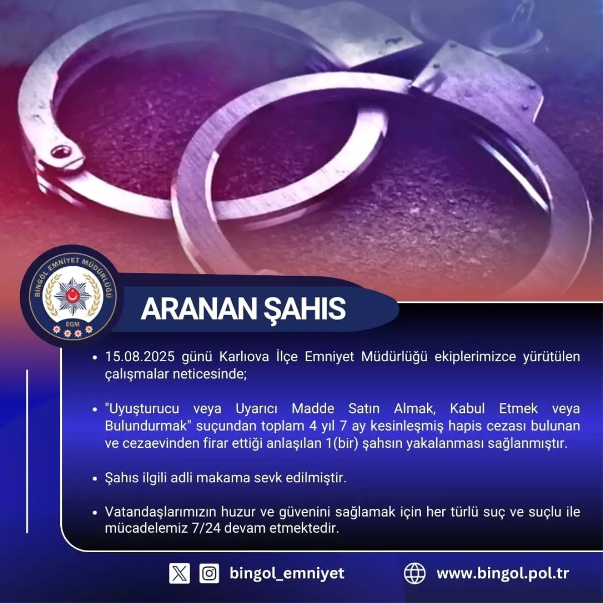Bingöl'de Cezaevi Firarisi Yakalandı