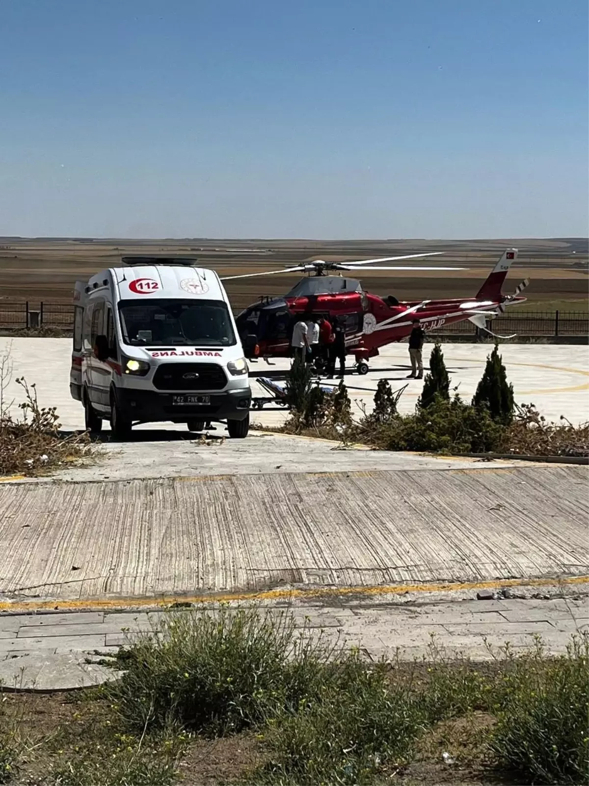 Gurbetçi Hüseyin B. Mide Kanaması Geçirdi, Hava Ambulansı ile Konya'ya Sevk Edildi