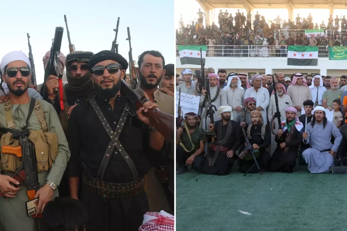 Silahlarıyla stadyumda toplanıp terör örgütü PKK/YPG'ye meydan okudular