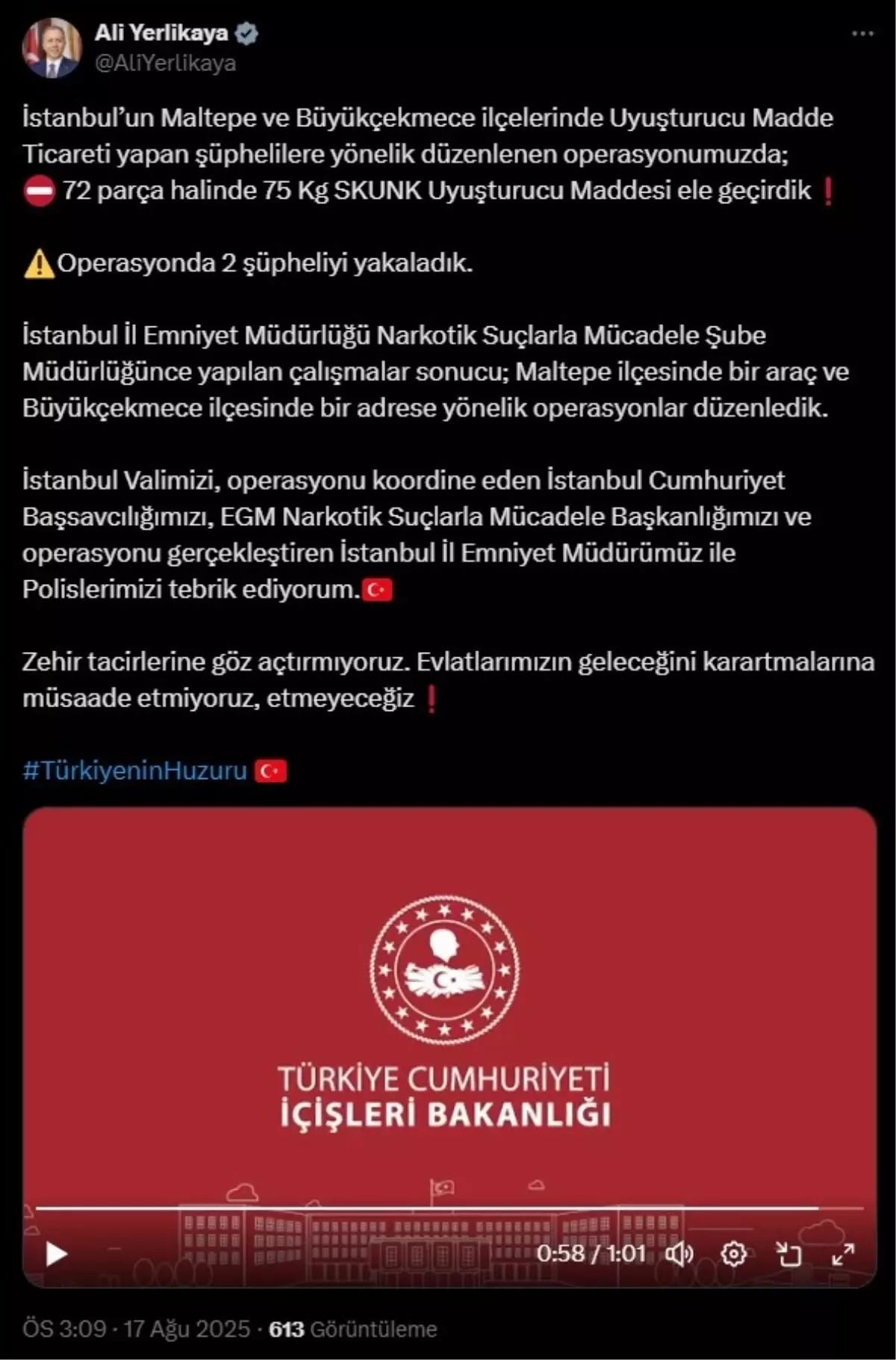 İstanbul'da Uyuşturucu Operasyonu: 75 Kilogram Skunk Ele Geçirildi
