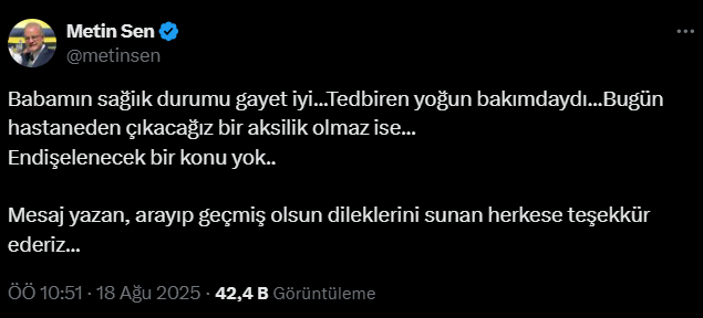 yogun bakima kaldirilan ali sen den haber var 18957625 9711 m